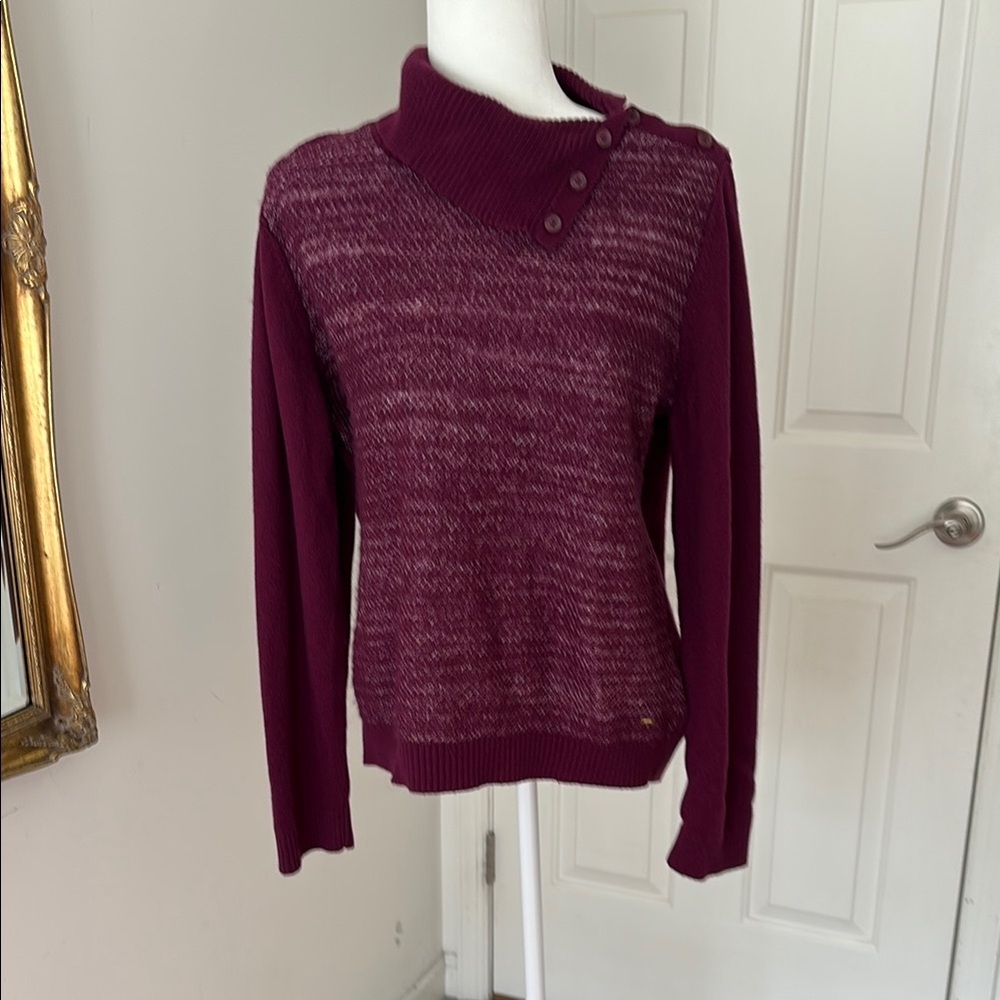 Tommy Hilfiger Burgundy Cowl Neck Sweater with Knit Texture